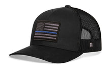 Load image into Gallery viewer, Thin Blue Line Trucker Hat | Black Police Tactical Snapback