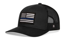 Load image into Gallery viewer, Thin Blue Line Trucker Hat | Black Police Snapback