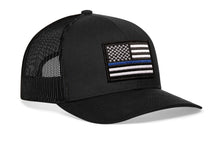 Load image into Gallery viewer, Thin Blue Line Trucker Hat | Black Police Snapback