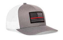 Load image into Gallery viewer, Thin Red Line Trucker Hat | Gray-White Fire Tactical Snapback