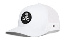 Load image into Gallery viewer, Skull and Crossbones Trucker Hat | Black Jolly Roger Snapback
