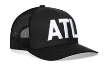Load image into Gallery viewer, Atlanta White Block Trucker Hat  |  Black White ATL Block Snapback

