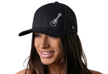Load image into Gallery viewer, Acoustic Guitar Trucker Hat  |  Black Guitar Snapback
