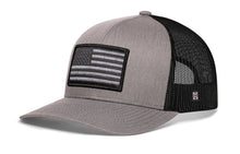 Load image into Gallery viewer, American Flag Trucker Hat  |  Gray-Black USA Tactical Snapback
