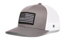 Load image into Gallery viewer, American Flag Trucker Hat  |  Gray-White USA Tactical Snapback
