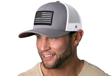 Load image into Gallery viewer, American Flag Trucker Hat  |  Gray-White USA Tactical Snapback
