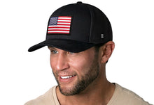 Load image into Gallery viewer, American Flag Trucker Hat  |  Black USA Snapback
