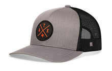 Load image into Gallery viewer, Austin Trucker Hat  |  Orange ATX X  |  Gray-Black Snapback
