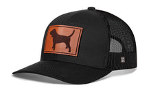 Load image into Gallery viewer, Beagle Trucker Hat Leather  |  Black Dog Snapback
