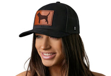 Load image into Gallery viewer, Beagle Trucker Hat Leather  |  Black Dog Snapback
