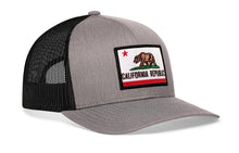 Load image into Gallery viewer, California Flag Trucker Hat  |  Gray-Black CA Snapback
