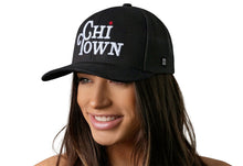 Load image into Gallery viewer, Chi Town White Script Trucker Hat  |  Black Illinois Snapback
