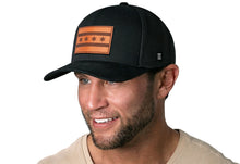 Load image into Gallery viewer, Chicago Flag Trucker Hat Leather  |  Black City Snapback
