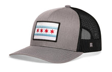 Load image into Gallery viewer, Chicago Flag Trucker Hat  |  Gray-Black City Snapback
