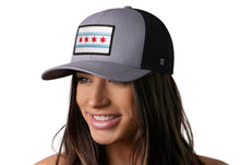 Load image into Gallery viewer, Chicago Flag Trucker Hat  |  Gray-Black City Snapback
