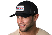 Load image into Gallery viewer, Chicago Flag Trucker Hat  |  Black City Snapback
