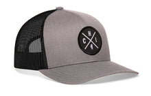 Load image into Gallery viewer, Chicago Trucker Hat  |  Gray-Black CHI X Snapback
