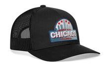 Load image into Gallery viewer, Chicago Windy City Trucker Hat  |  Black Cityscape Snapback
