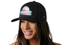 Load image into Gallery viewer, Chicago Windy City Trucker Hat  |  Black Cityscape Snapback
