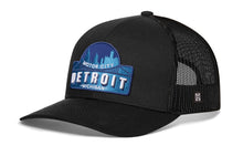 Load image into Gallery viewer, Detroit Motor City Trucker Hat  |  Black Cityscape Snapback
