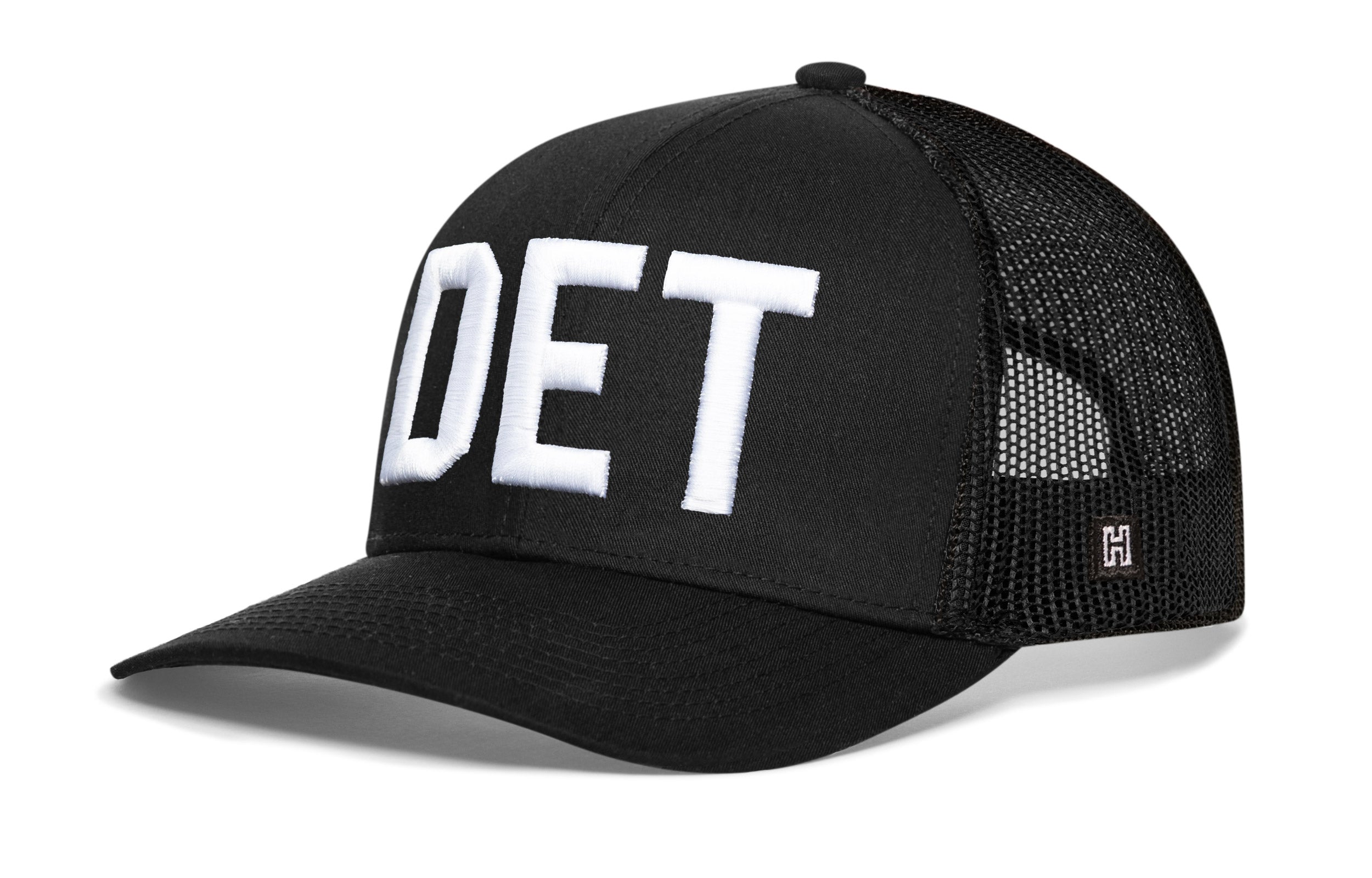 Detroit White Block Trucker Hat | Black Michigan Snapback – Write That Down