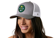 Load image into Gallery viewer, Green Bay Trucker Hat  |  Gray-White GB Cheese X Football Snapback

