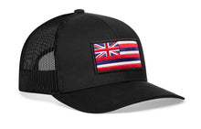 Load image into Gallery viewer, Hawaii Flag Trucker Hat  |  Black HI Snapback

