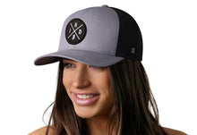 Load image into Gallery viewer, Indiana Trucker Hat  |  Gray-Black IND X Snapback
