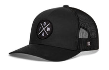 Load image into Gallery viewer, Iowa Trucker Hat  |  Black IOWA X Snapback
