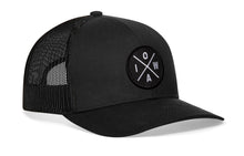 Load image into Gallery viewer, Iowa Trucker Hat  |  Black IOWA X Snapback
