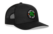 Load image into Gallery viewer, Kiss Me I'm Irish Trucker Hat  |  Black Shamrock Snapback
