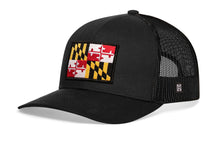 Load image into Gallery viewer, Maryland Flag Trucker Hat  |  Black MD Snapback
