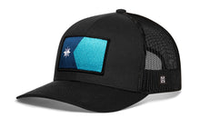 Load image into Gallery viewer, Minnesota Flag Trucker Hat  |  Black Minnesota Flag Snapback
