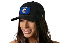 Load image into Gallery viewer, Montana Flag Trucker Hat  |  Black Montana Flag Snapback

