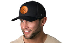 Load image into Gallery viewer, Pittsburgh Trucker Hat Leather  |  Black PIT X Snapback
