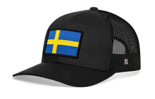 Load image into Gallery viewer, Swedish Flag Trucker Hat  |  Black Sweden Snapback
