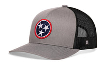 Load image into Gallery viewer, Tennessee Flag Trucker Hat  |  Gray-Black TN Snapback
