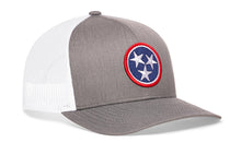 Load image into Gallery viewer, Tennessee Flag Trucker Hat  |  Gray-White TN Snapback
