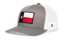 Load image into Gallery viewer, Texas Flag Trucker Hat  |  Gray-White TX Snapback
