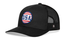 Load image into Gallery viewer, USA Stripes Trucker Hat  |  Black America Snapback
