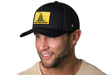 Load image into Gallery viewer, Dont Tread On Me Trucker Hat  |  Black Gadsden Flag Yellow Snapback

