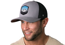 Load image into Gallery viewer, Mountains and Sky Trucker Hat  |  Gray-Black Outdoors Snapback
