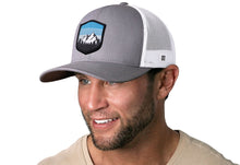 Load image into Gallery viewer, Mountains and Sky Trucker Hat  |  Gray White Outdoors Snapback
