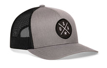 Load image into Gallery viewer, USA Trucker Hat  |  Gray-Black America Snapback
