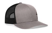 Load image into Gallery viewer, Cross Trucker Hat  |  Gray-Black cross Snapback
