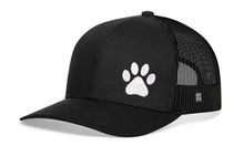 Load image into Gallery viewer, Paw Trucker Hat  |  Black Animal Print Snapback
