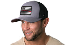 Load image into Gallery viewer, Thin Red Line Trucker Hat  |  Gray-Black Fire Snapback
