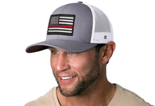 Load image into Gallery viewer, Thin Red Line Trucker Hat  |  Gray-White Fire Snapback
