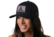 Load image into Gallery viewer, Dont Tread On Me Trucker Hat  |  Black Gadsden Flag Tactical Snapback
