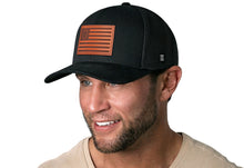 Load image into Gallery viewer, Betsy Ross Flag Trucker Hat Leather  |  Black USA Snapback
